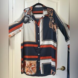 Stylish Multicolor Button-Up Shirt Dress